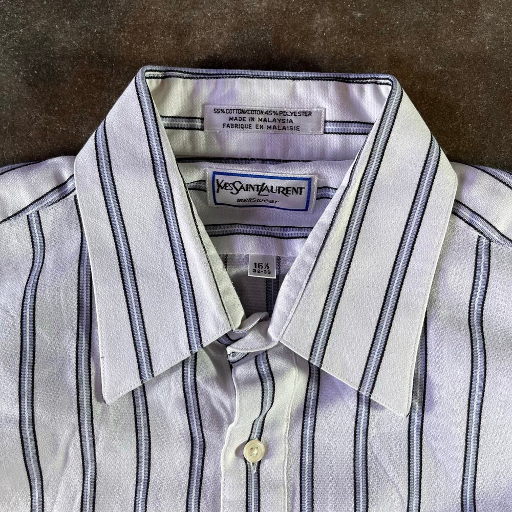 Vintage 2000s yves saint laurent striped formal buttoned up longsleeve shirt men